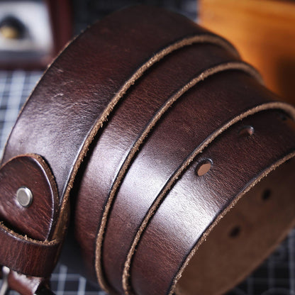 Vintage Genuine Leather Men's Belt | Thick Full Grain Leather