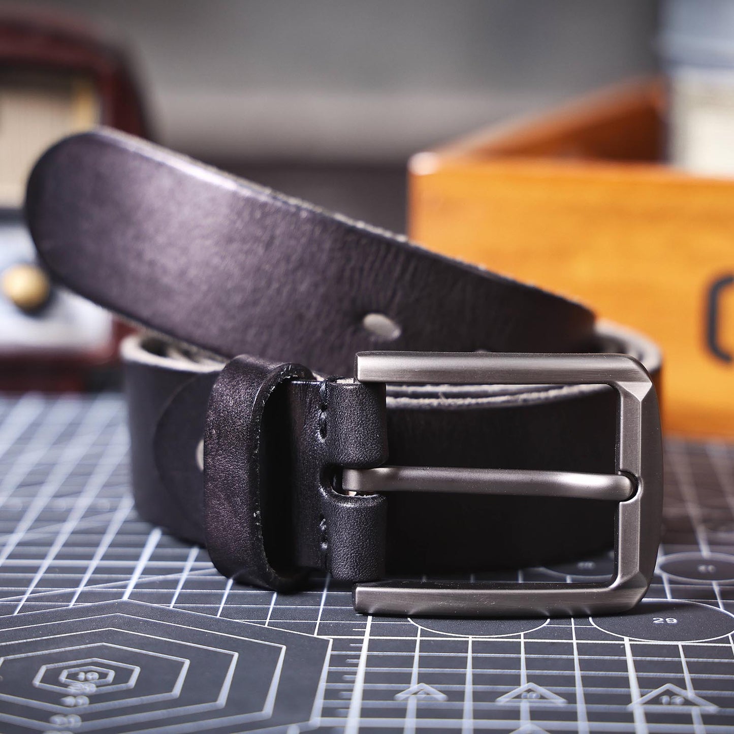 Vintage Genuine Leather Men's Belt | Thick Full Grain Leather