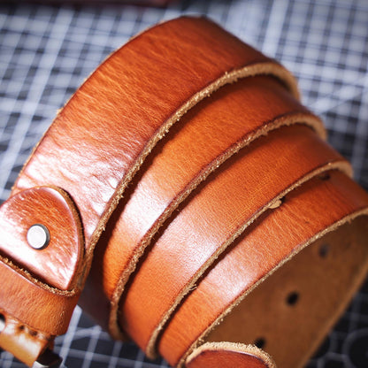 Vintage Genuine Leather Men's Belt | Thick Full Grain Leather