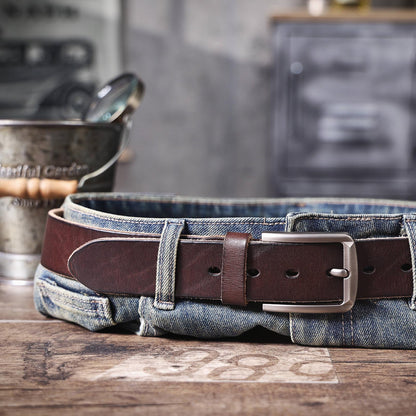 Vintage Genuine Leather Men's Belt | Thick Full Grain Leather