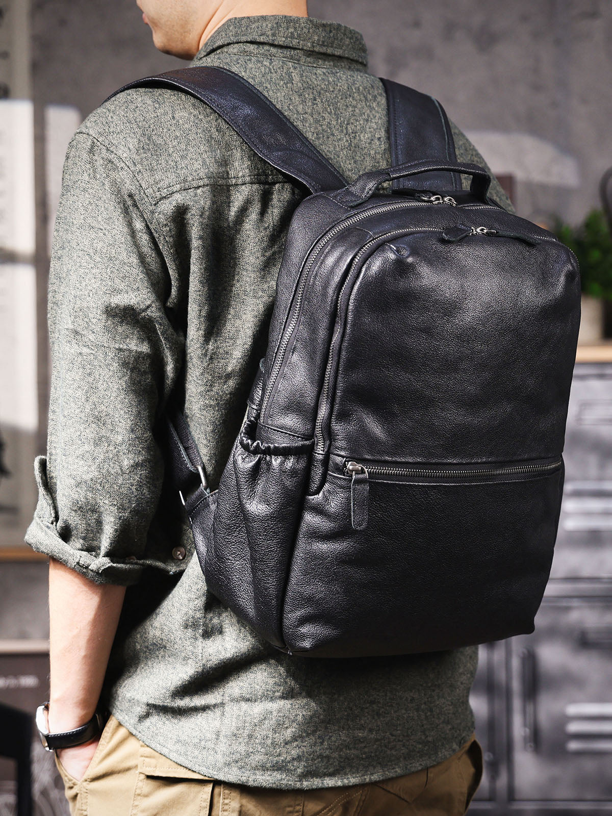 Men's Vintage Leather Backpack |  Italian Full Grain Leather | Daypack