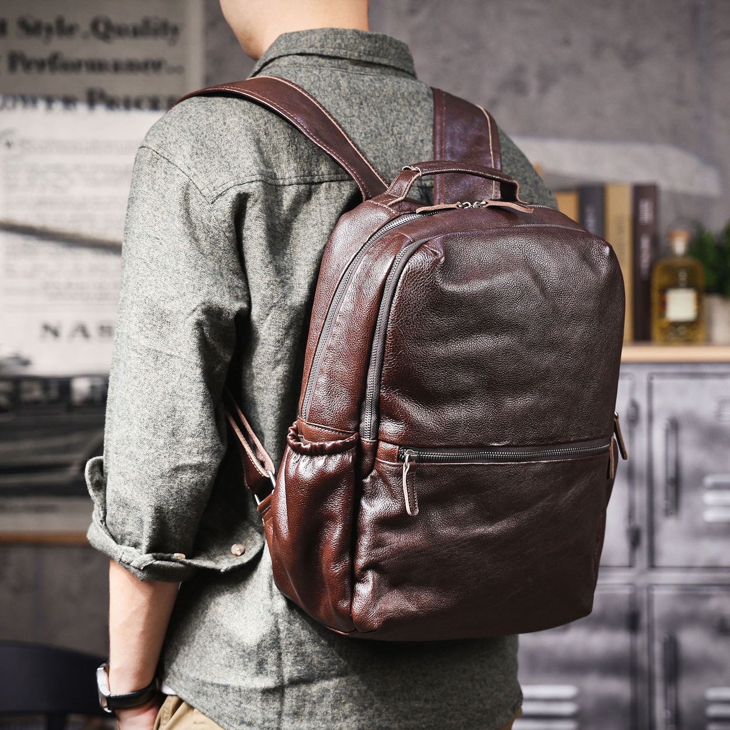 Men's Vintage Leather Backpack |  Italian Full Grain Leather | Daypack
