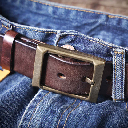 Genuine Leather Men's Belt | Thick Full Grain | Handmade