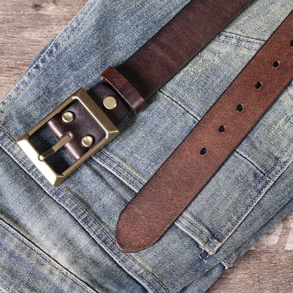 Genuine Leather Men's Belt | Thick Full Grain | Handmade