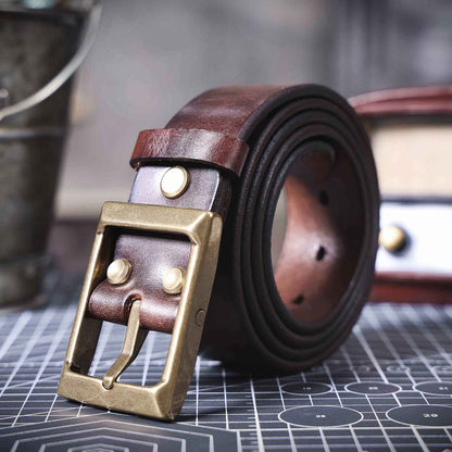 Genuine Leather Men's Belt | Thick Full Grain | Handmade