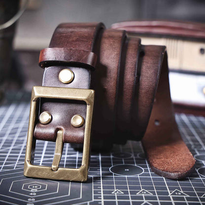 Genuine Leather Men's Belt | Thick Full Grain | Handmade