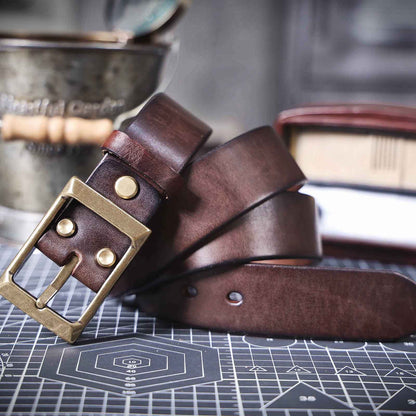 Genuine Leather Men's Belt | Thick Full Grain | Handmade