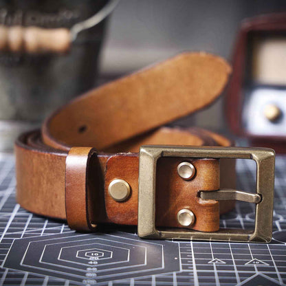 Genuine Leather Men's Belt | Thick Full Grain | Handmade