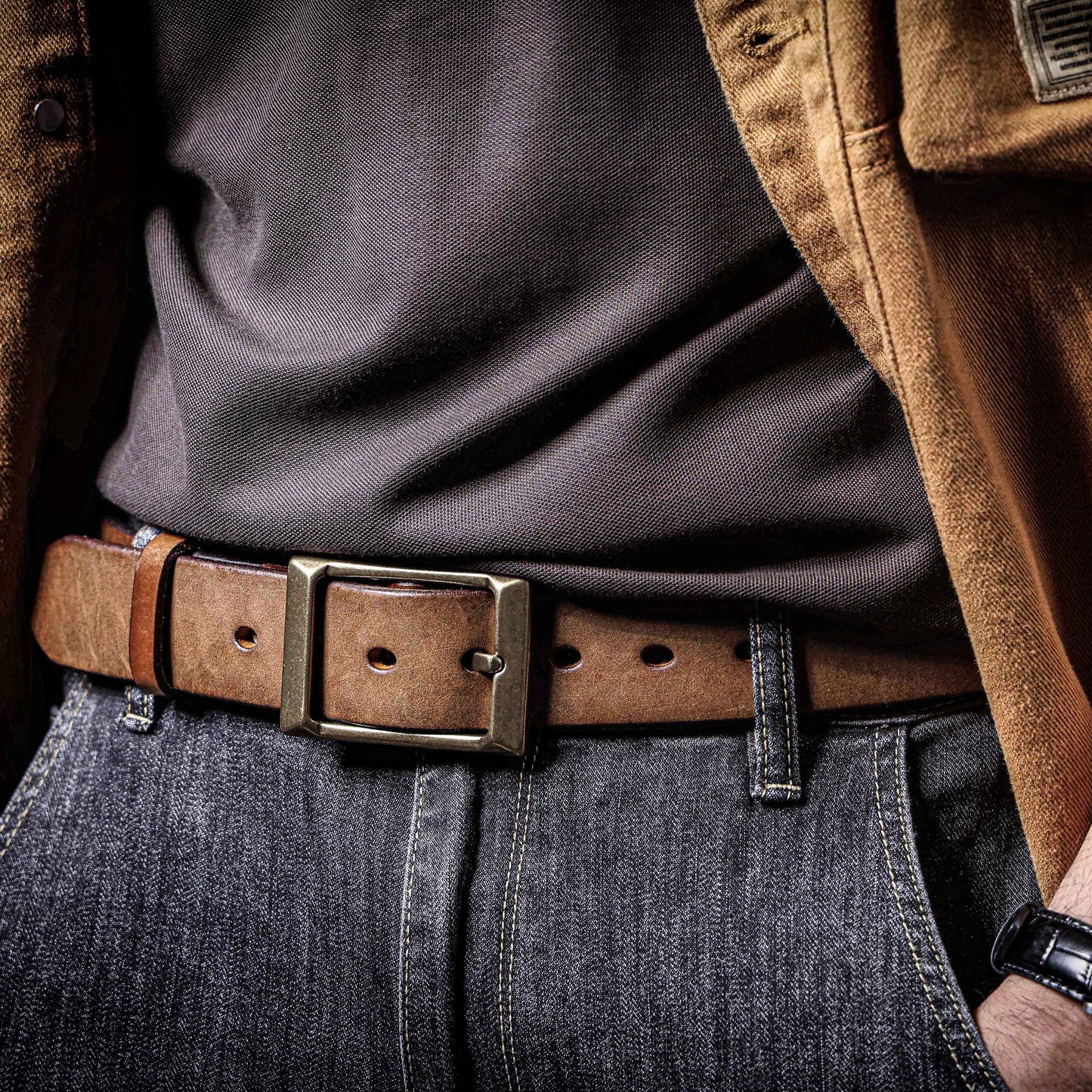 Genuine Leather Men's Belt | Thick Full Grain | Handmade