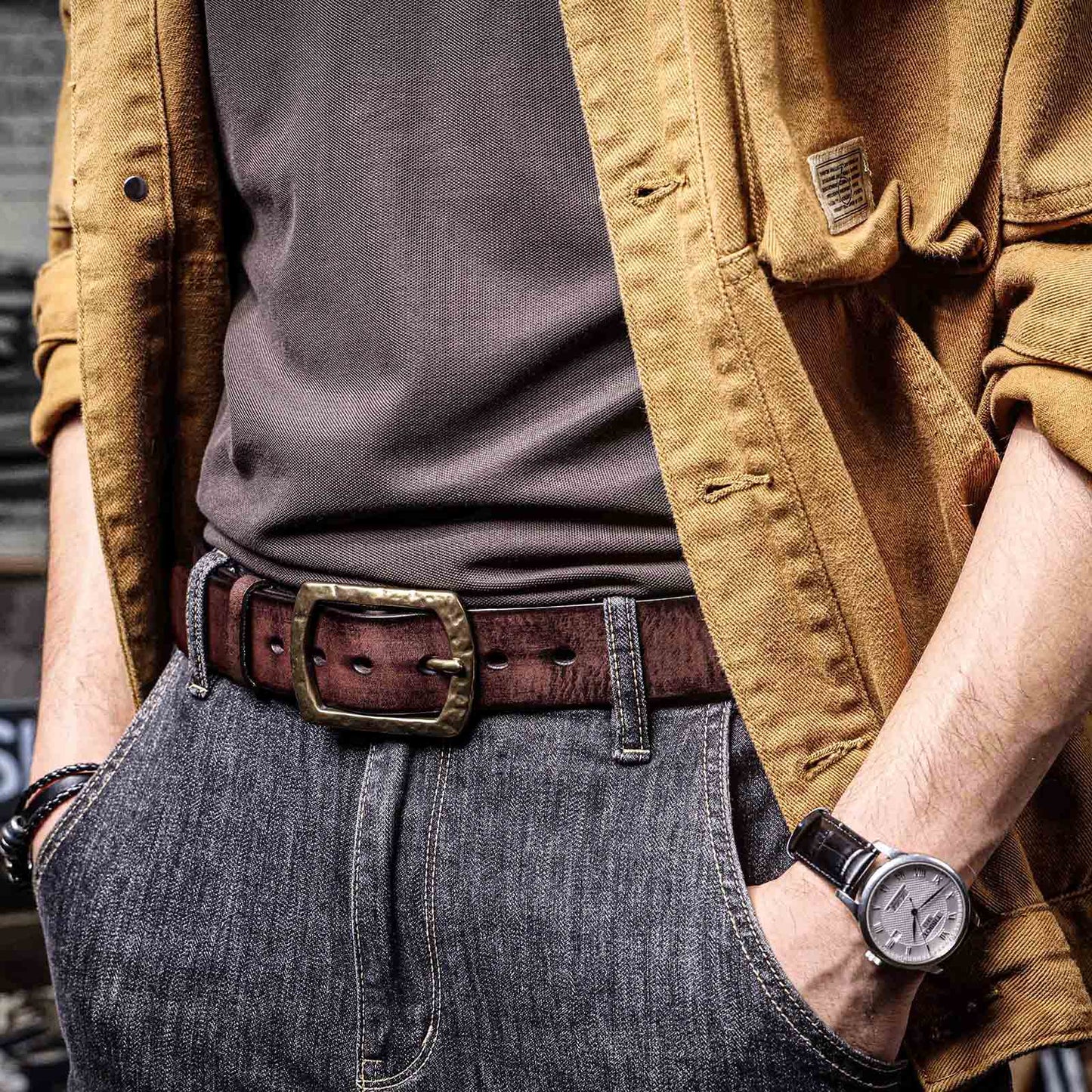 Vintage Leather Men's Belt | Genuine Full Grain | Handmade Belt