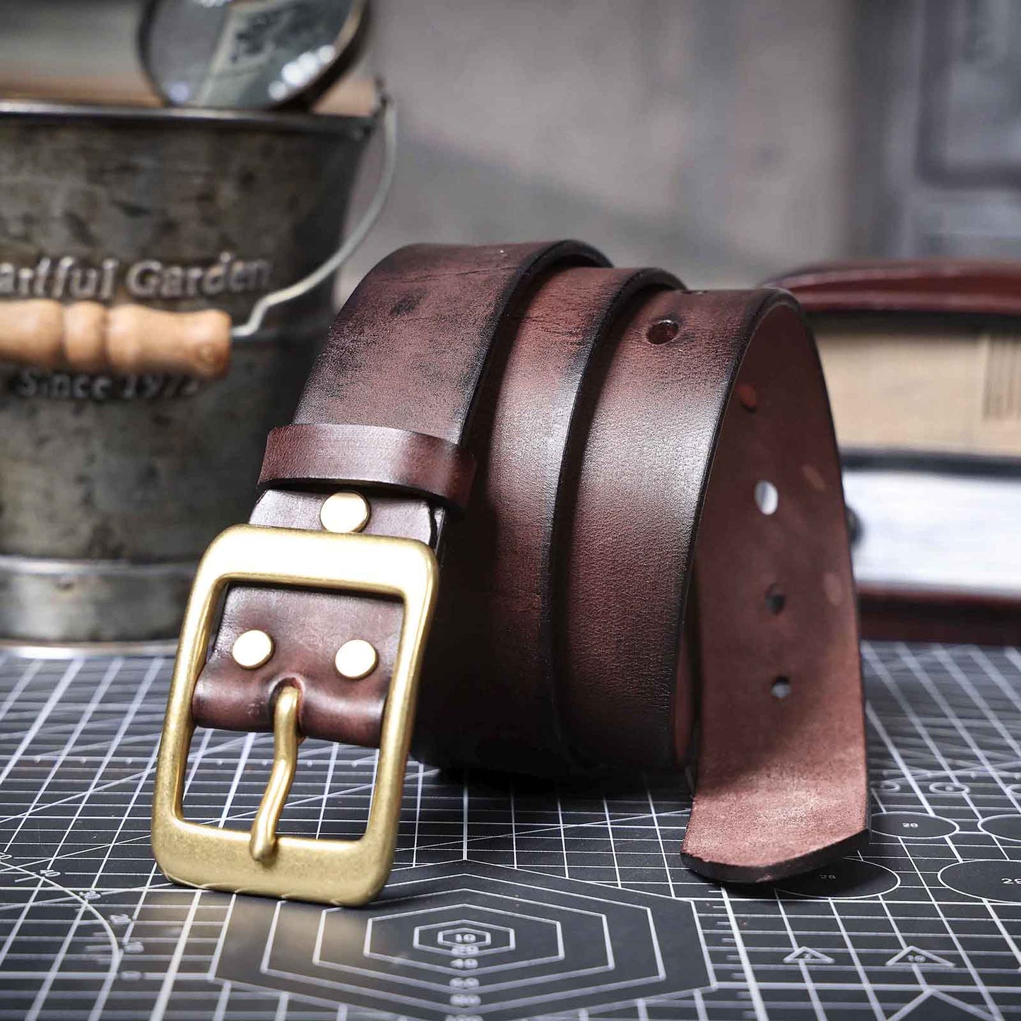 Vintage Leather Men's Belt | Genuine Full Grain | Solid Brass Buckle