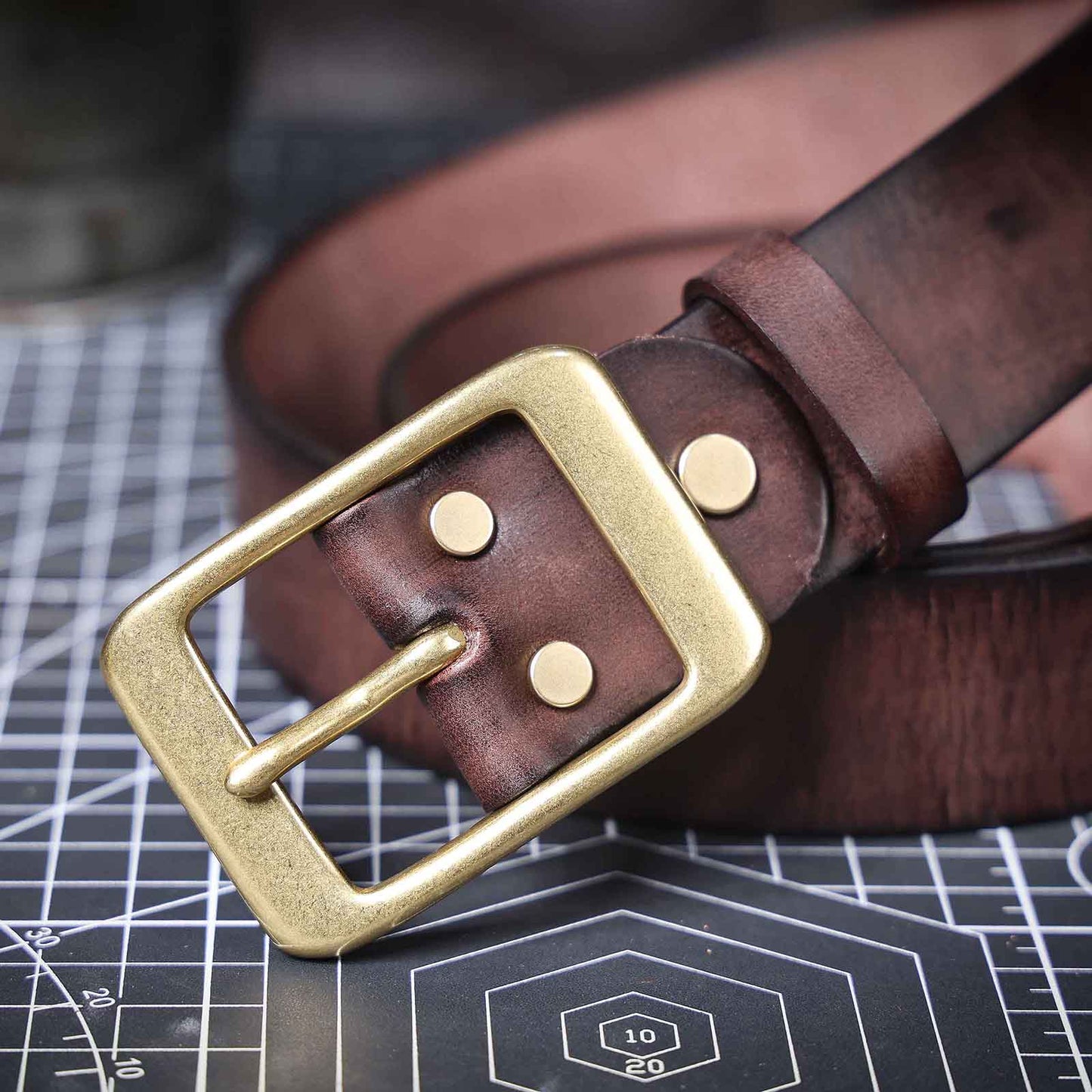 Vintage Leather Men's Belt | Genuine Full Grain | Solid Brass Buckle