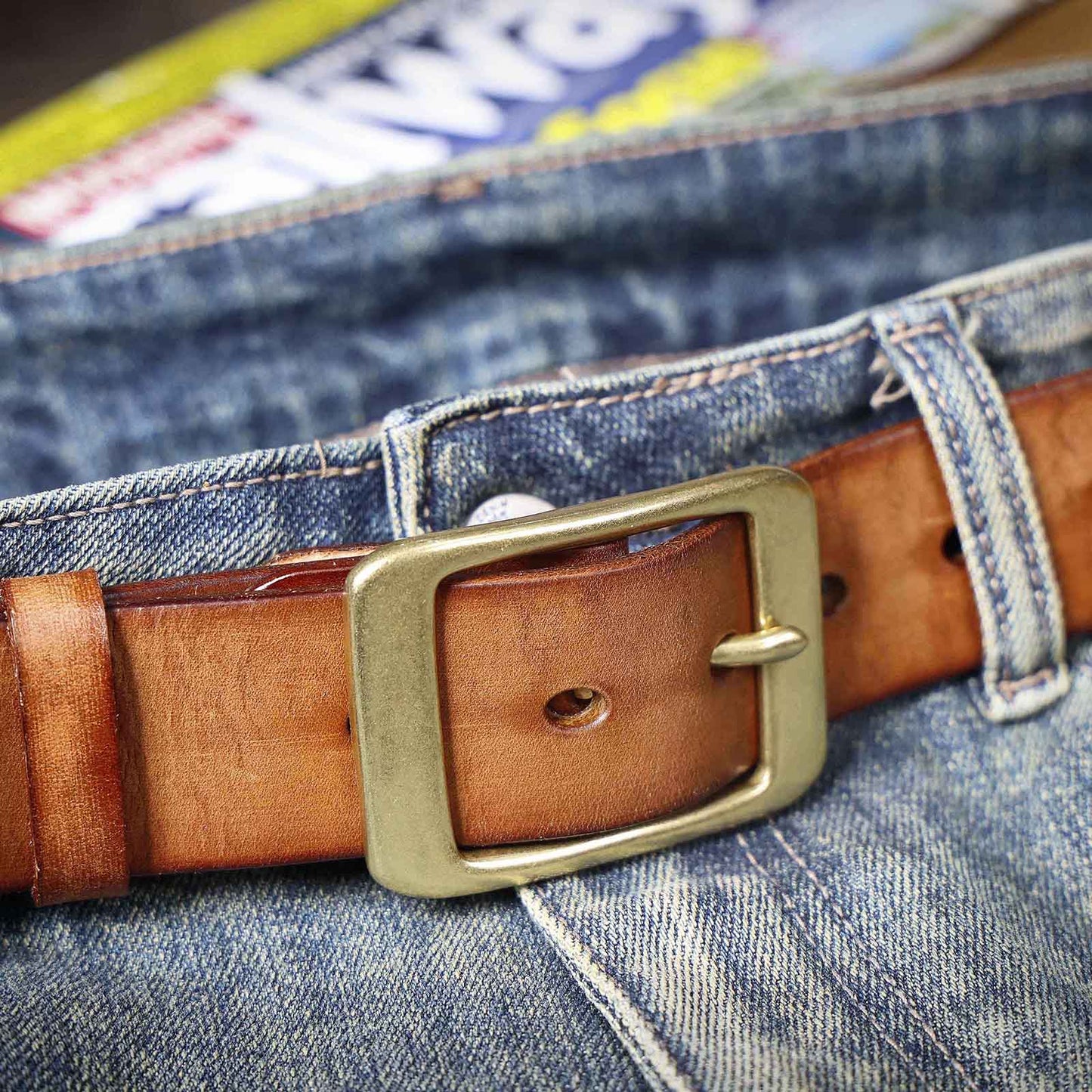 Vintage Leather Men's Belt | Genuine Full Grain | Solid Brass Buckle