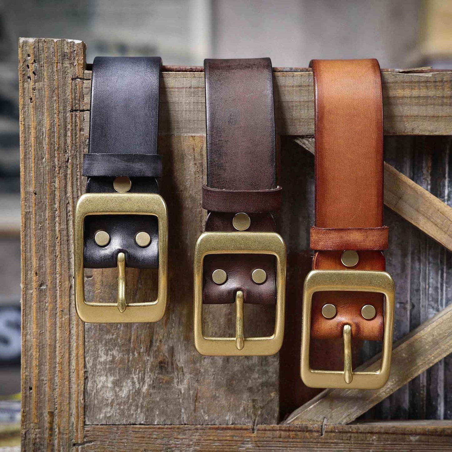 Vintage Leather Men's Belt | Genuine Full Grain | Solid Brass Buckle