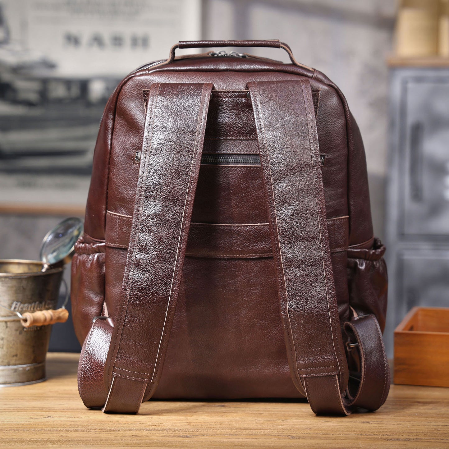 Men's Vintage Leather Backpack |  Italian Full Grain Leather | Daypack