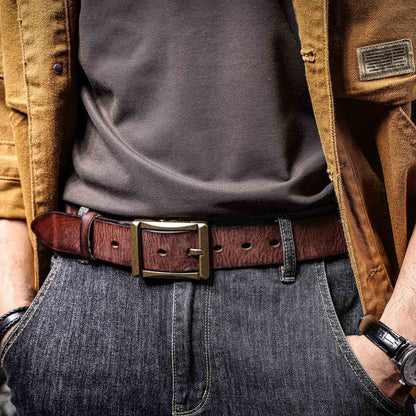 Leather Men's Belt | Genuine Full Grain | Solid Brass Buckle