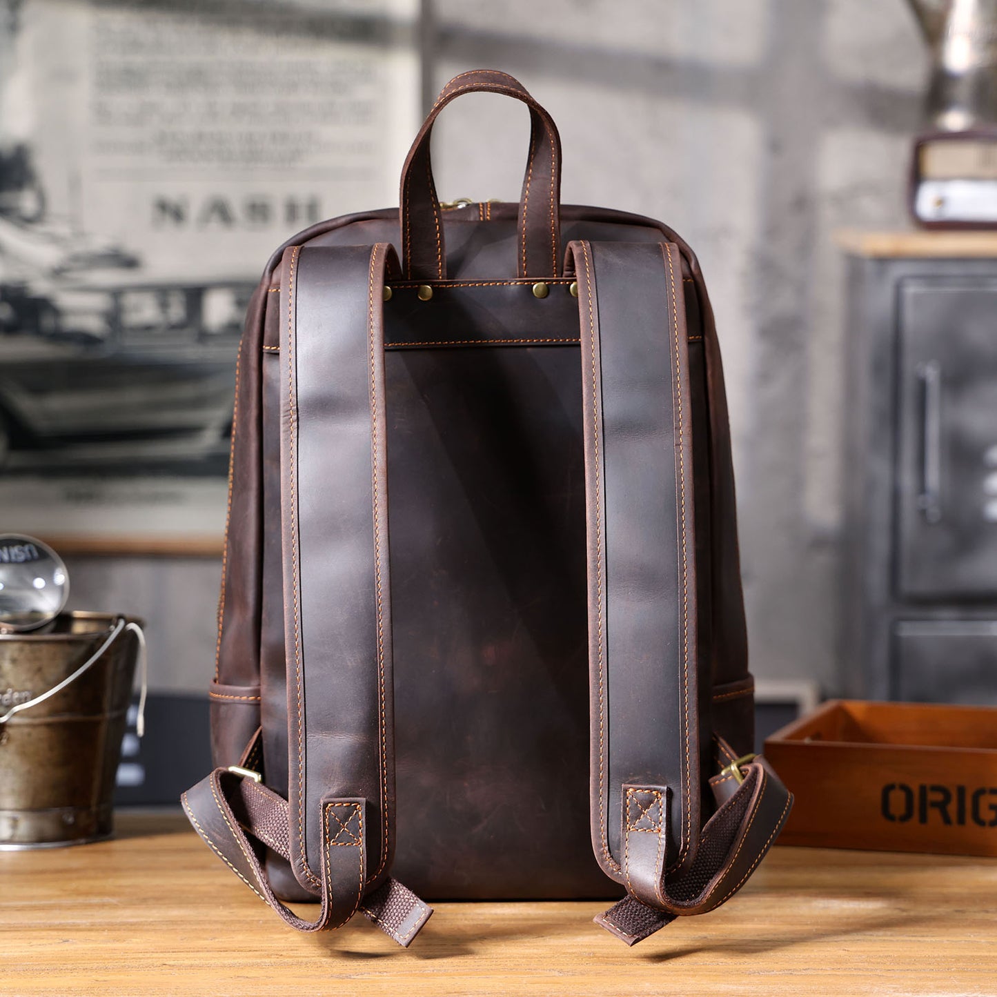 Men's Vintage Leather Backpack |  Full Grain Leather | Laptop Daypack