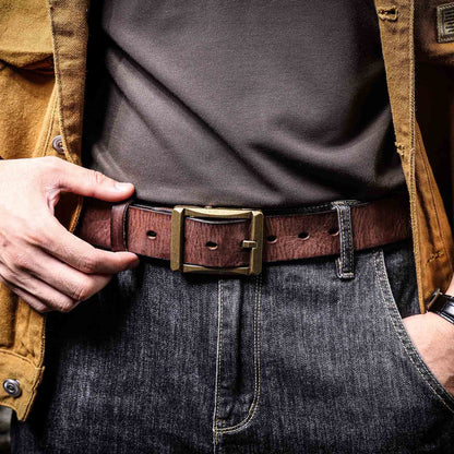 Leather Men's Belt | Genuine Full Grain | Solid Brass Buckle