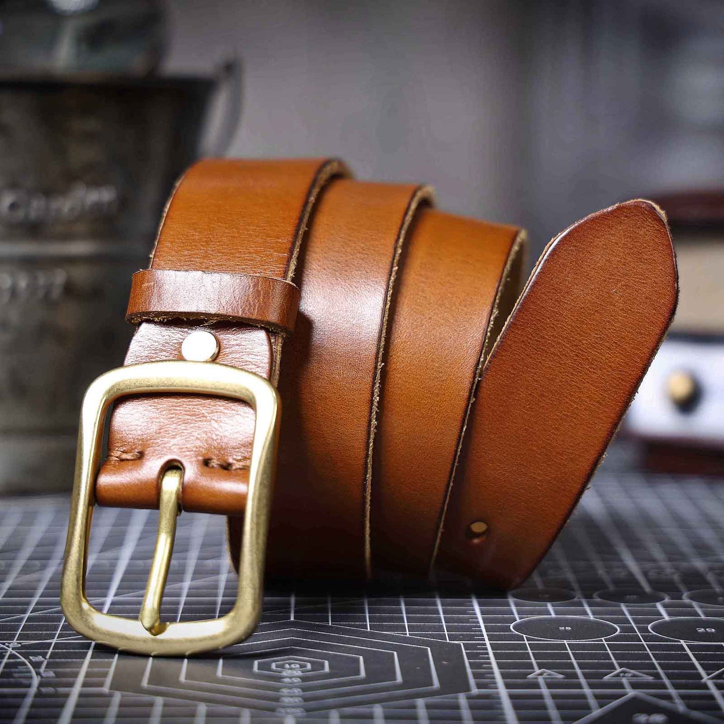 Leather Men's Belt | Genuine Full Grain | Solid Brass Buckle