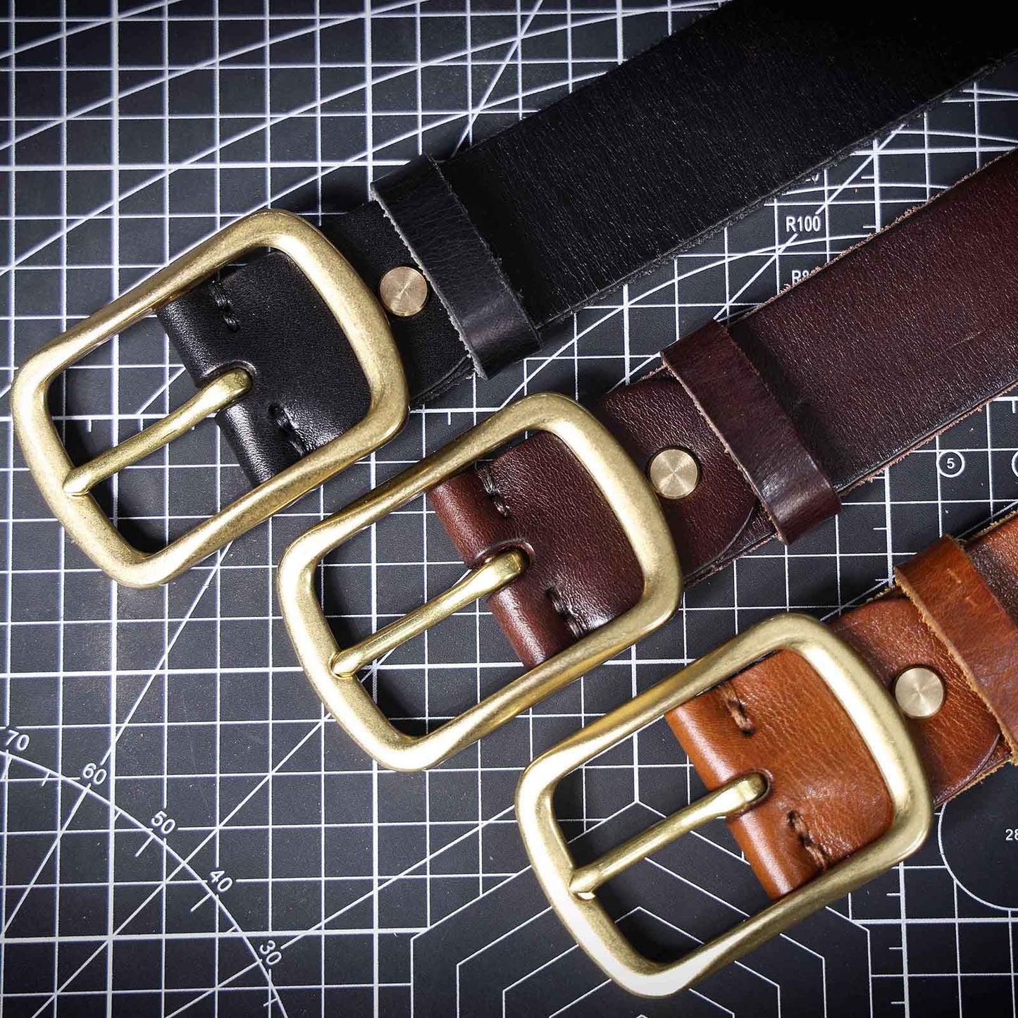 Leather Men's Belt | Genuine Full Grain | Solid Brass Buckle