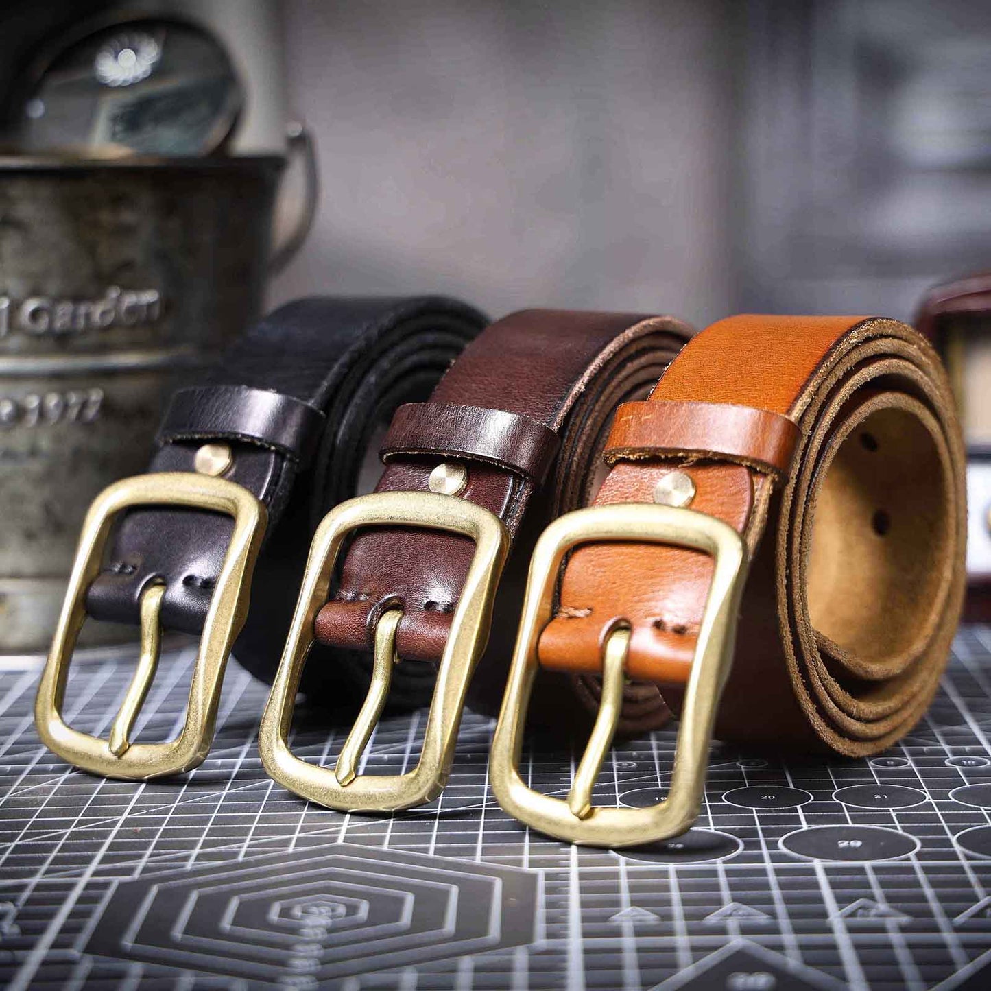 Leather Men's Belt | Genuine Full Grain | Solid Brass Buckle