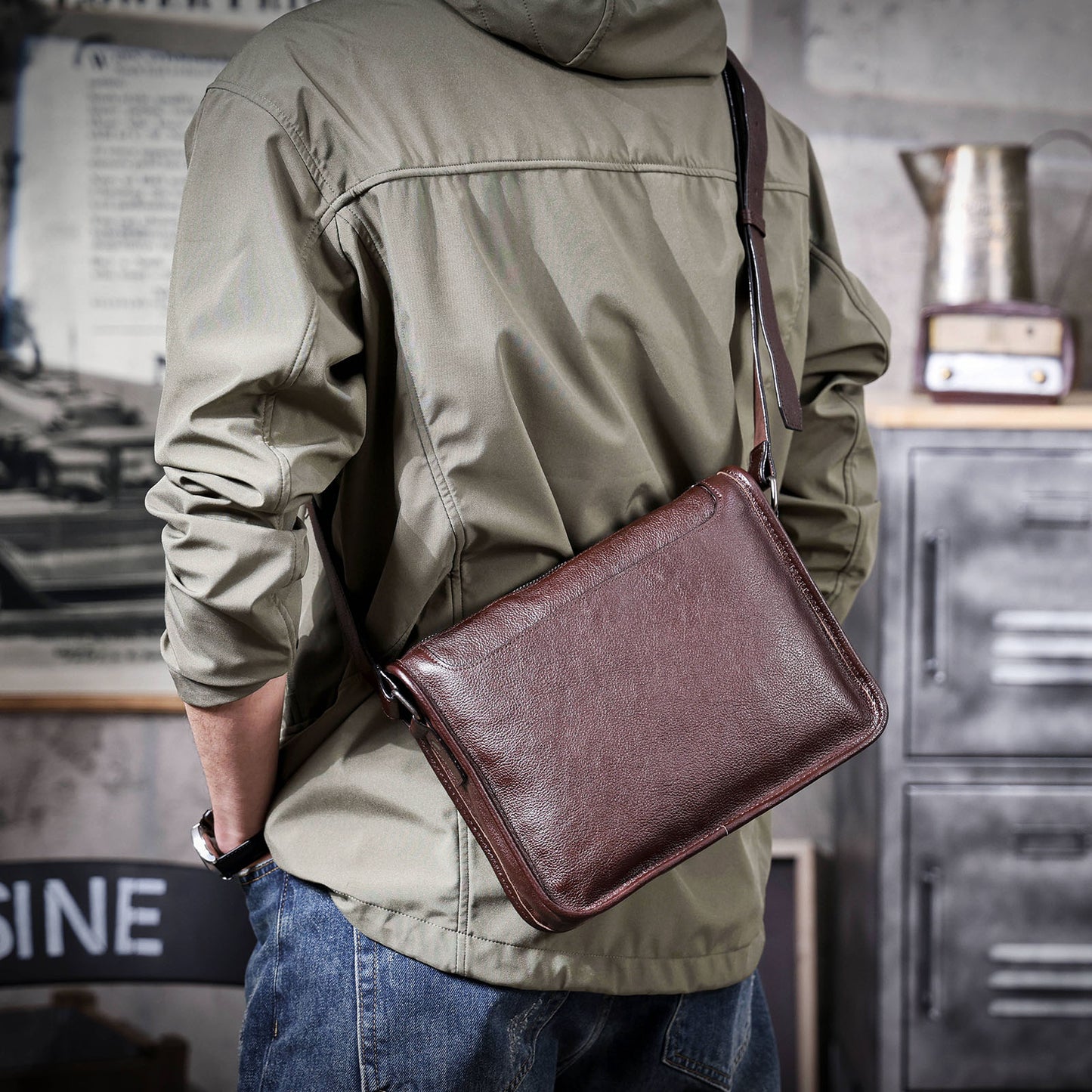 Men's Leather Shoulder Bags |  Full Grain Leather | Handmade