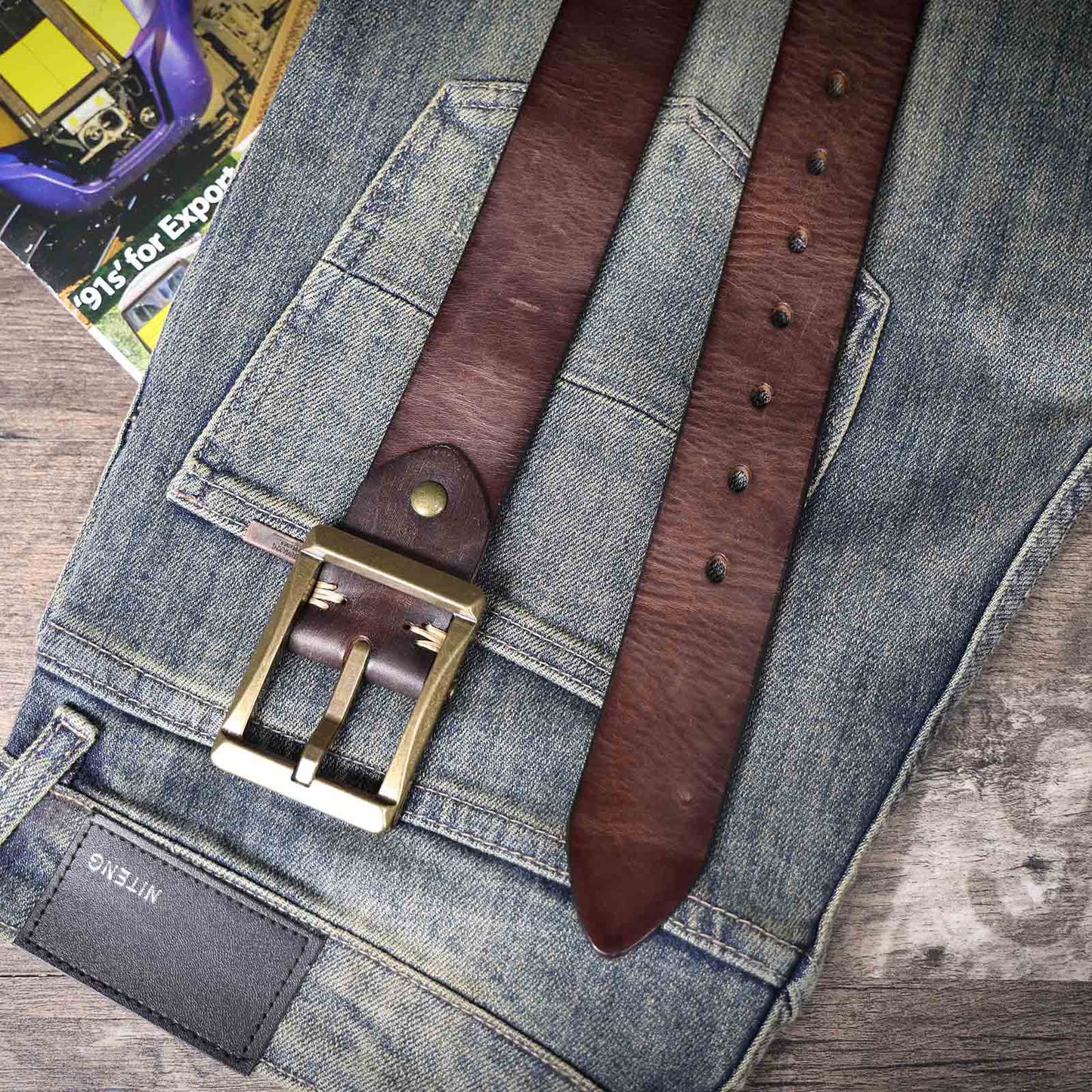 Leather Men's Belt | Genuine Full Grain | Solid Brass Buckle