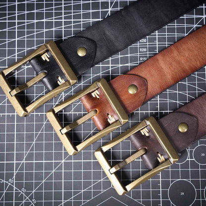 Leather Men's Belt | Genuine Full Grain | Solid Brass Buckle