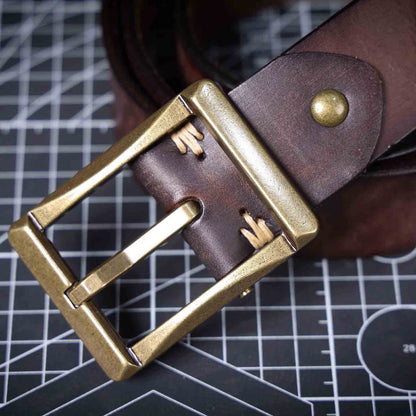 Leather Men's Belt | Genuine Full Grain | Solid Brass Buckle