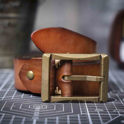 Leather Men's Belt | Genuine Full Grain | Solid Brass Buckle