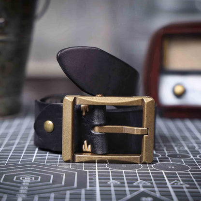 Leather Men's Belt | Genuine Full Grain | Solid Brass Buckle