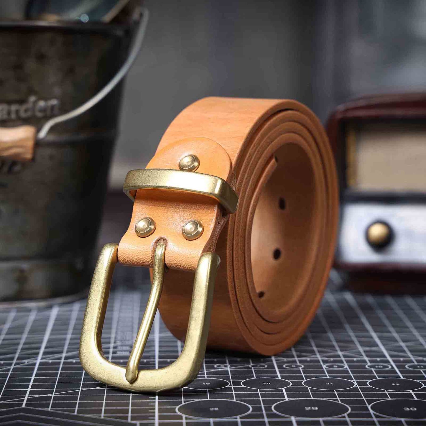 Genuine Leather Men's Belt | Original Thick Full Grain | Solid Brass Buckle