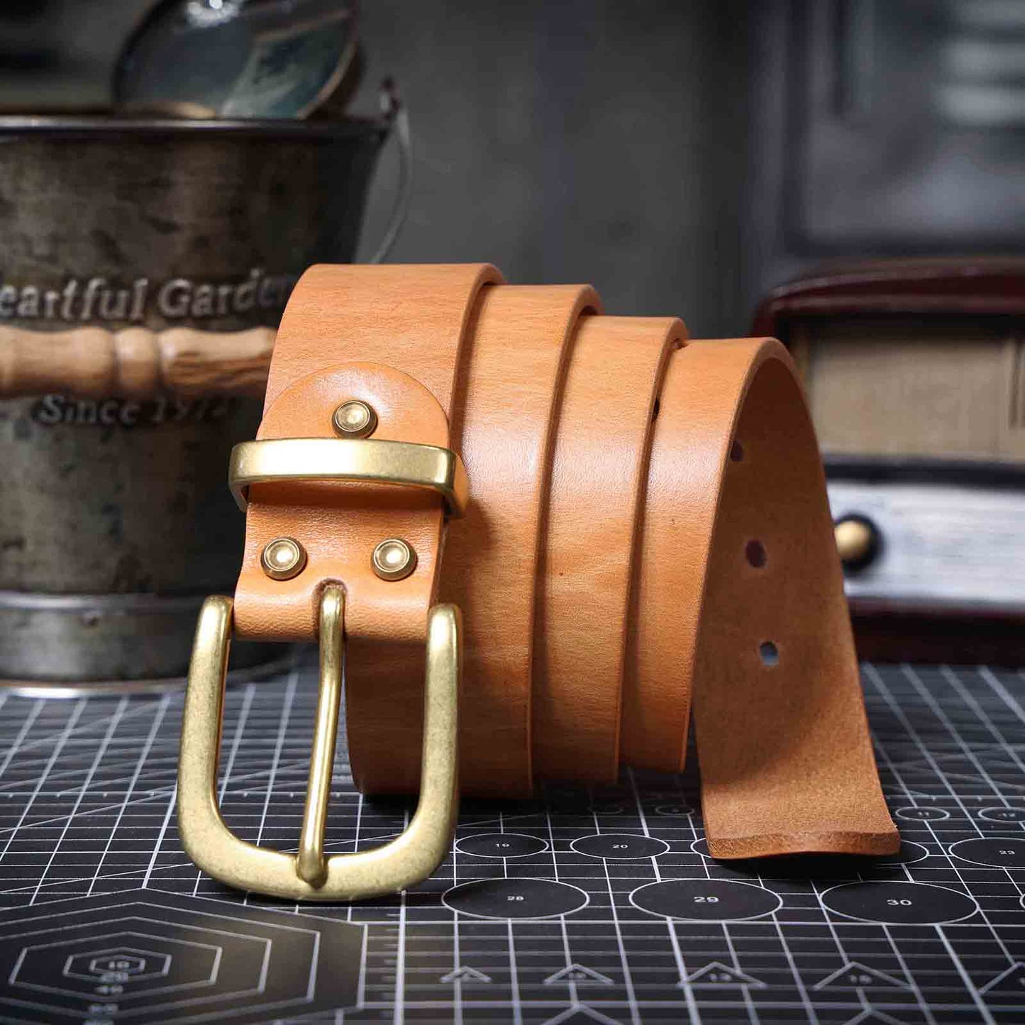 Genuine Leather Men's Belt | Original Thick Full Grain | Solid Brass Buckle