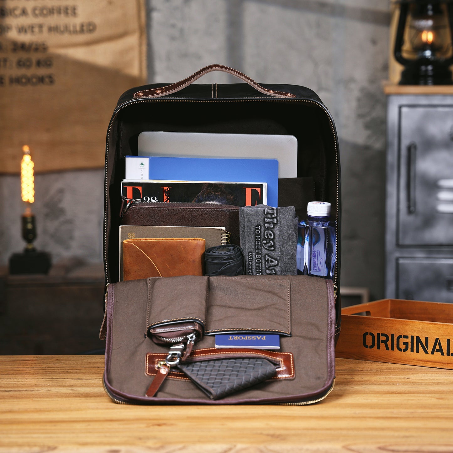 Premium Genuine Leather Backpack |  Italian Full Grain Leather | Men's Daypack
