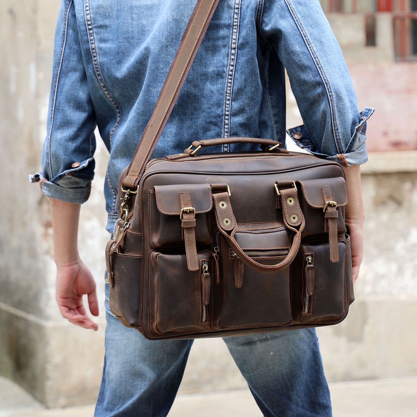 Aktentasche aus Leder für Herren | Vintage Messenger Bag