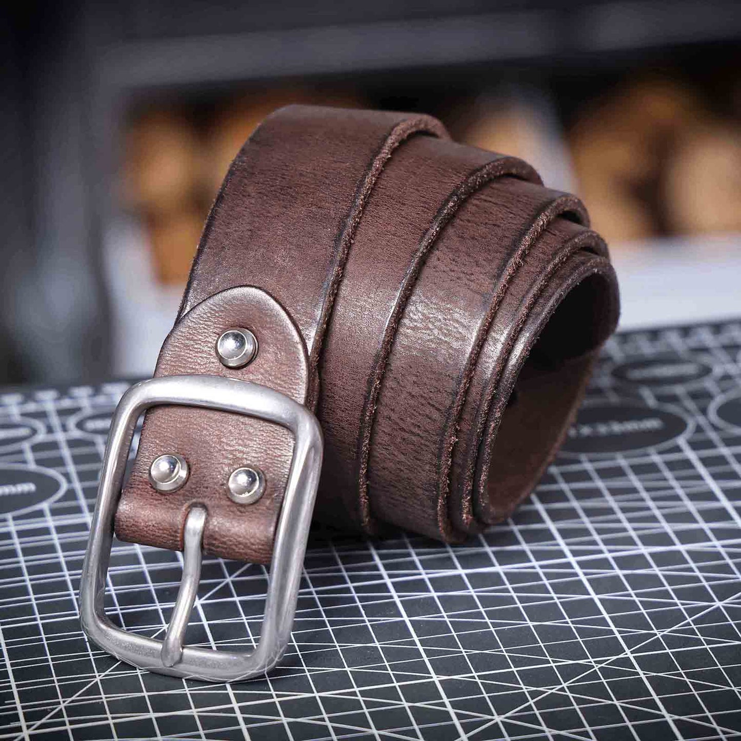 Vintage Leather Men's Belt | Genuine Full Grain | Stainless Steel Buckle