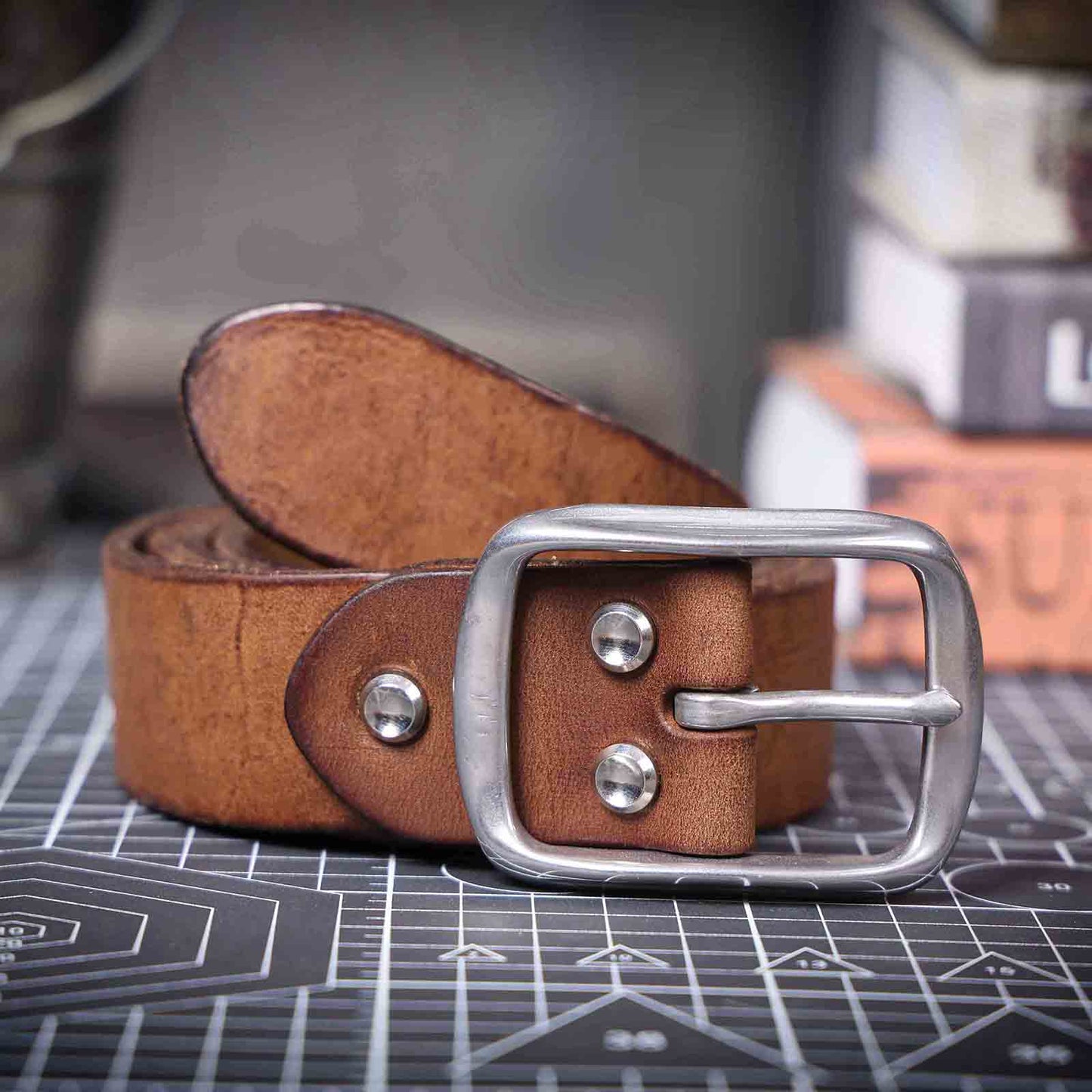 Vintage Leather Men's Belt | Genuine Full Grain | Stainless Steel Buckle