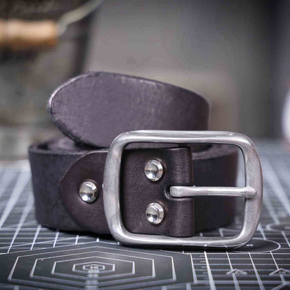 Vintage Leather Men's Belt | Genuine Full Grain | Stainless Steel Buckle