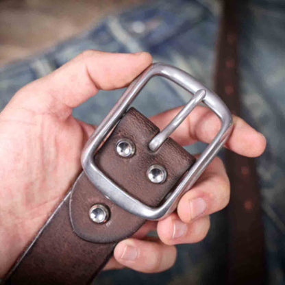 Vintage Leather Men's Belt | Genuine Full Grain | Stainless Steel Buckle