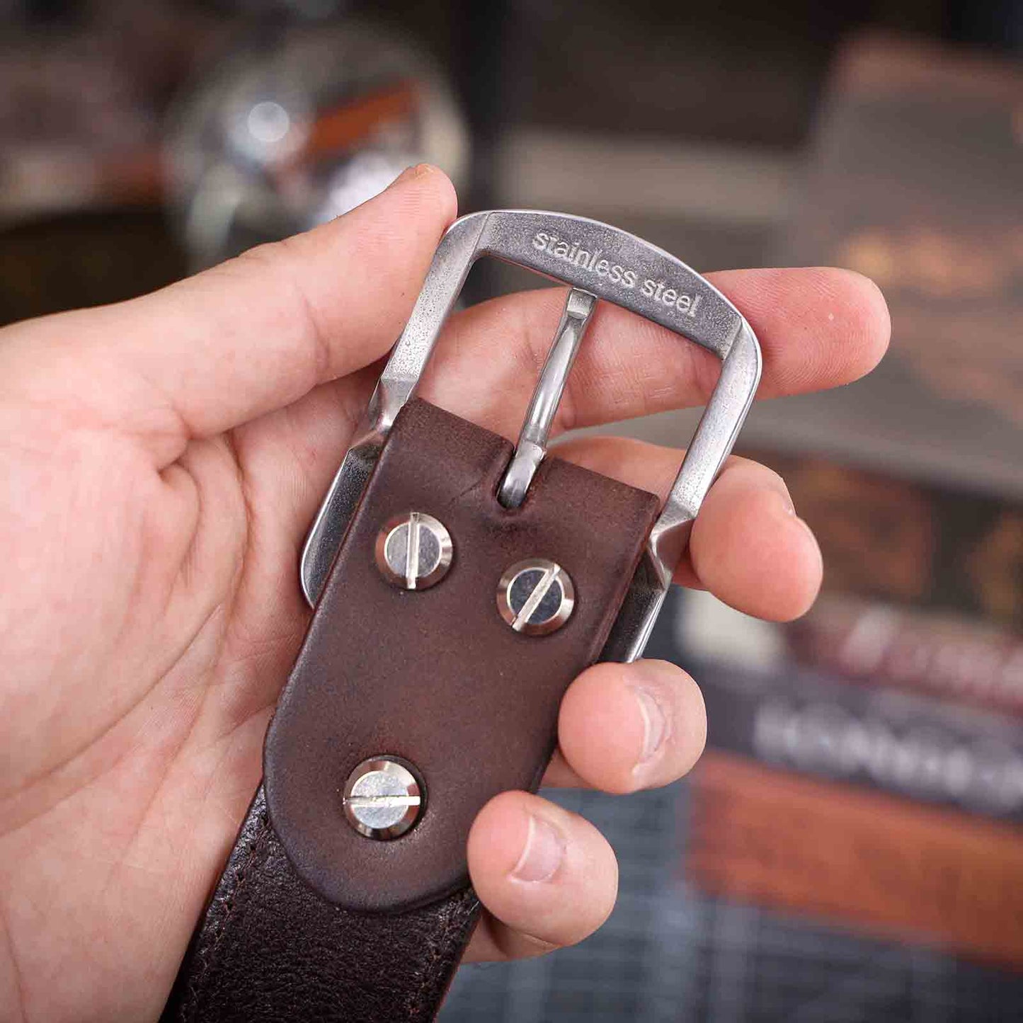 Vintage Leather Men's Belt | Genuine Full Grain | Stainless Steel Buckle