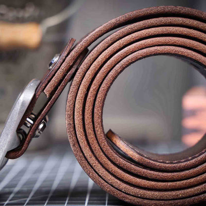 Vintage Leather Men's Belt | Genuine Full Grain | Stainless Steel Buckle