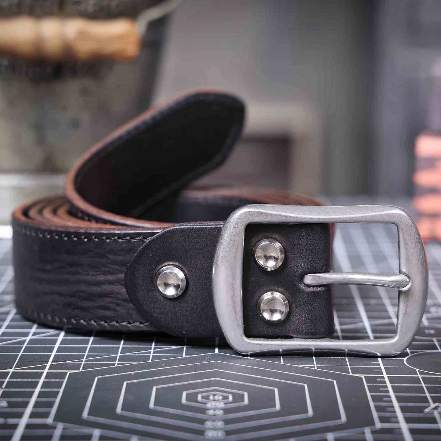 Vintage Leather Men's Belt | Genuine Full Grain | Stainless Steel Buckle