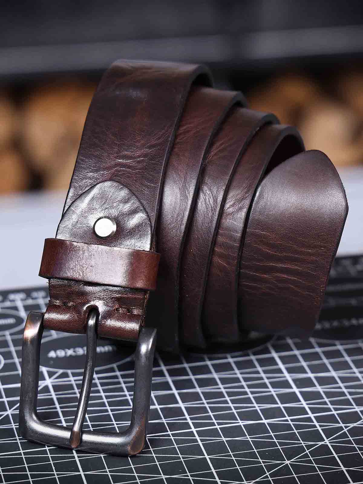 Vintage Genuine Leather Men's Belt | Thick Full Grain Leather