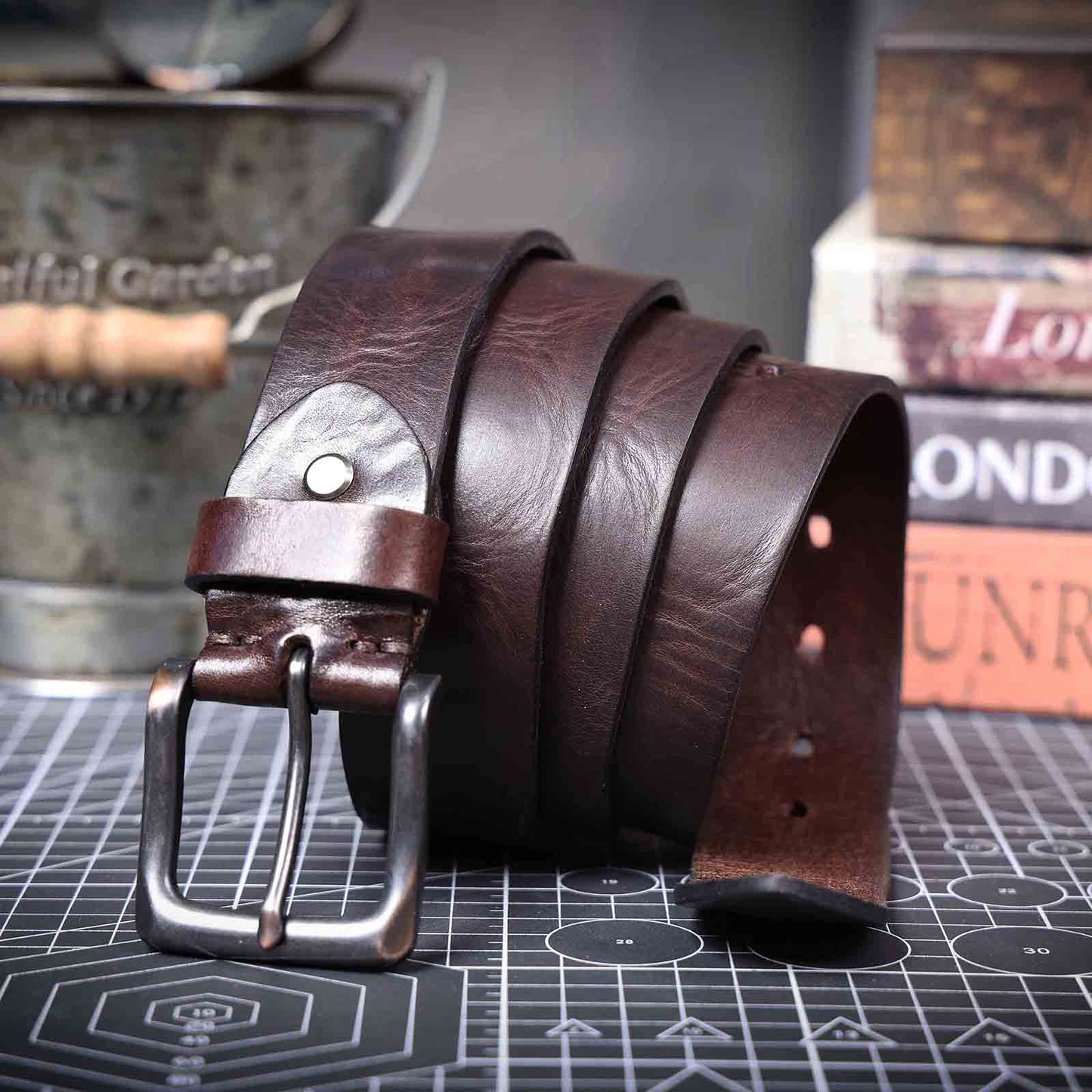 Vintage Genuine Leather Men's Belt | Thick Full Grain Leather