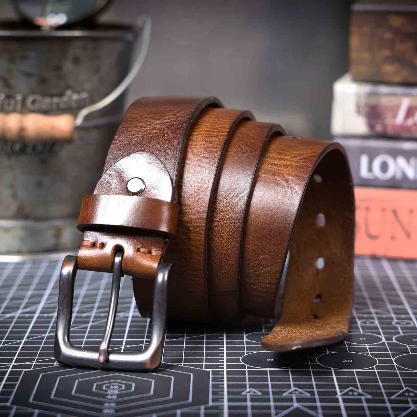 Vintage Genuine Leather Men's Belt | Thick Full Grain Leather