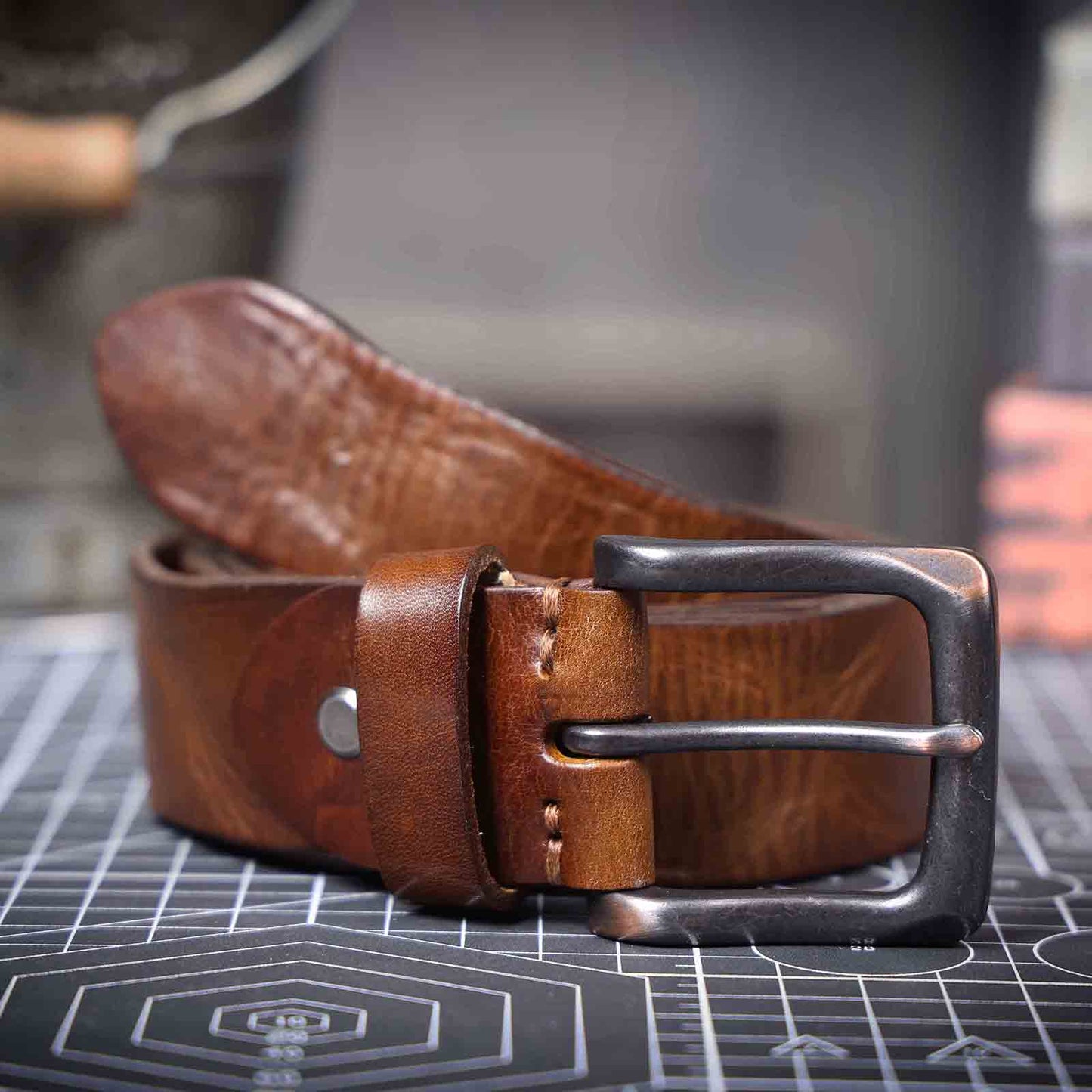 Vintage Genuine Leather Men's Belt | Thick Full Grain Leather