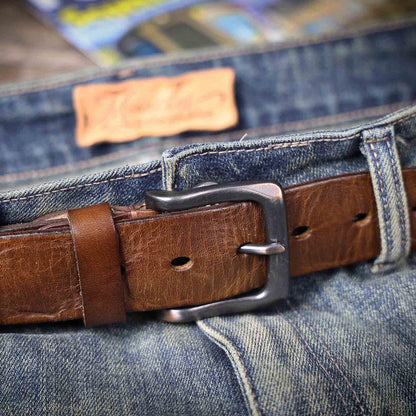 Vintage Genuine Leather Men's Belt | Thick Full Grain Leather