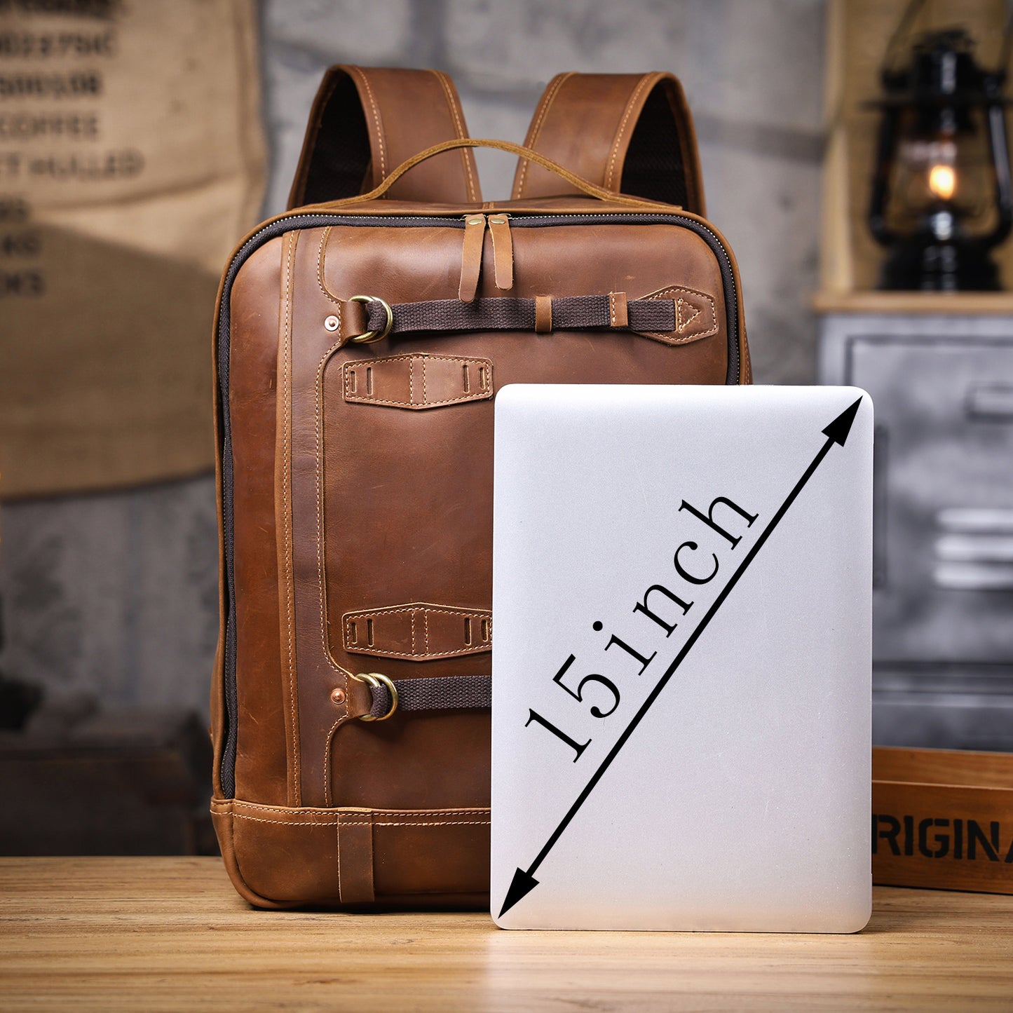 Men's Vintage Leather Backpack |  Full Grain Leather |  Large Daypack