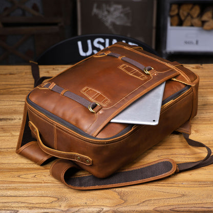 Men's Vintage Leather Backpack |  Full Grain Leather |  Large Daypack