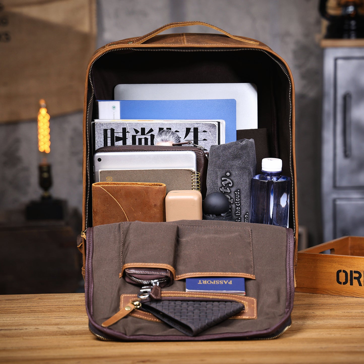 Men's Vintage Leather Backpack |  Full Grain Leather |  Large Daypack